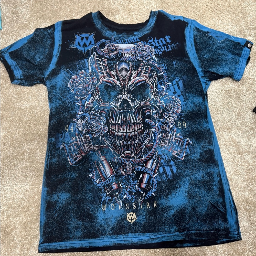 Wornstar Blue Skull Graphic Men's T-Shirt